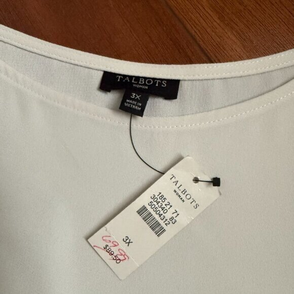 NWT Talbots White 3/4 sleeve blouse size 3X - Picture 2 of 8